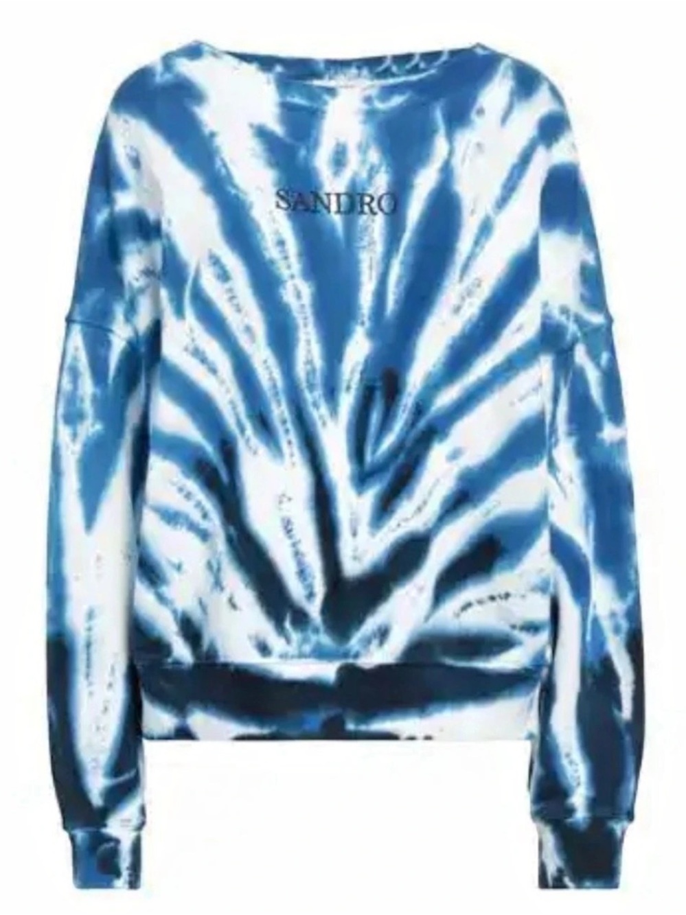 Sandro Tie Dye Sweatshirt Blue White Embroidered Logo Size 1/Small